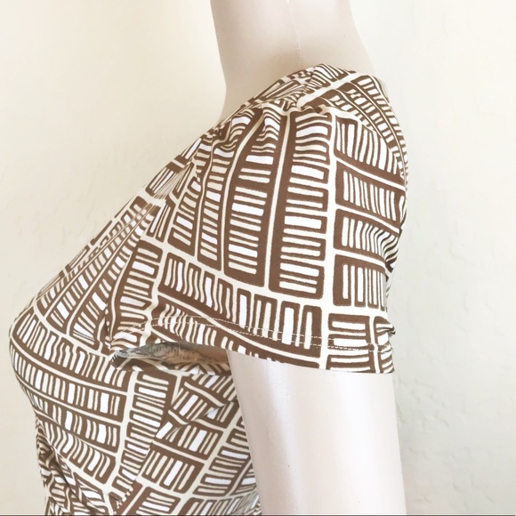 BCBG MAXAZRIA Neutral Brown & Tan Retro Geometric Sheath Dress - Picture 5 of 7